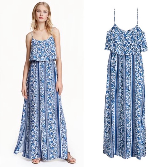Divided by H&M Maxi Dress in Floral Blue and White, Size 2, EUC - Picture 16 of 17